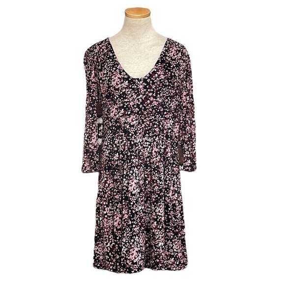 INC International Concepts Floral Dress Long Sleeve Pink Black Size X Large XL - Picture 1 of 16